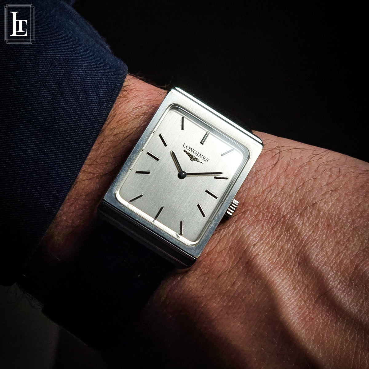 Longines rectangular steel NOS, 1980, photo 9 of 9