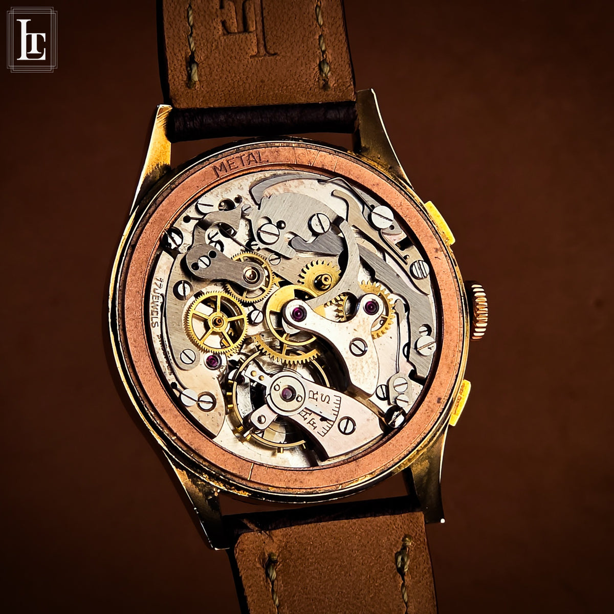 Chronographe Suisse salmon gold chronograph, 1950, foto 10 di 10