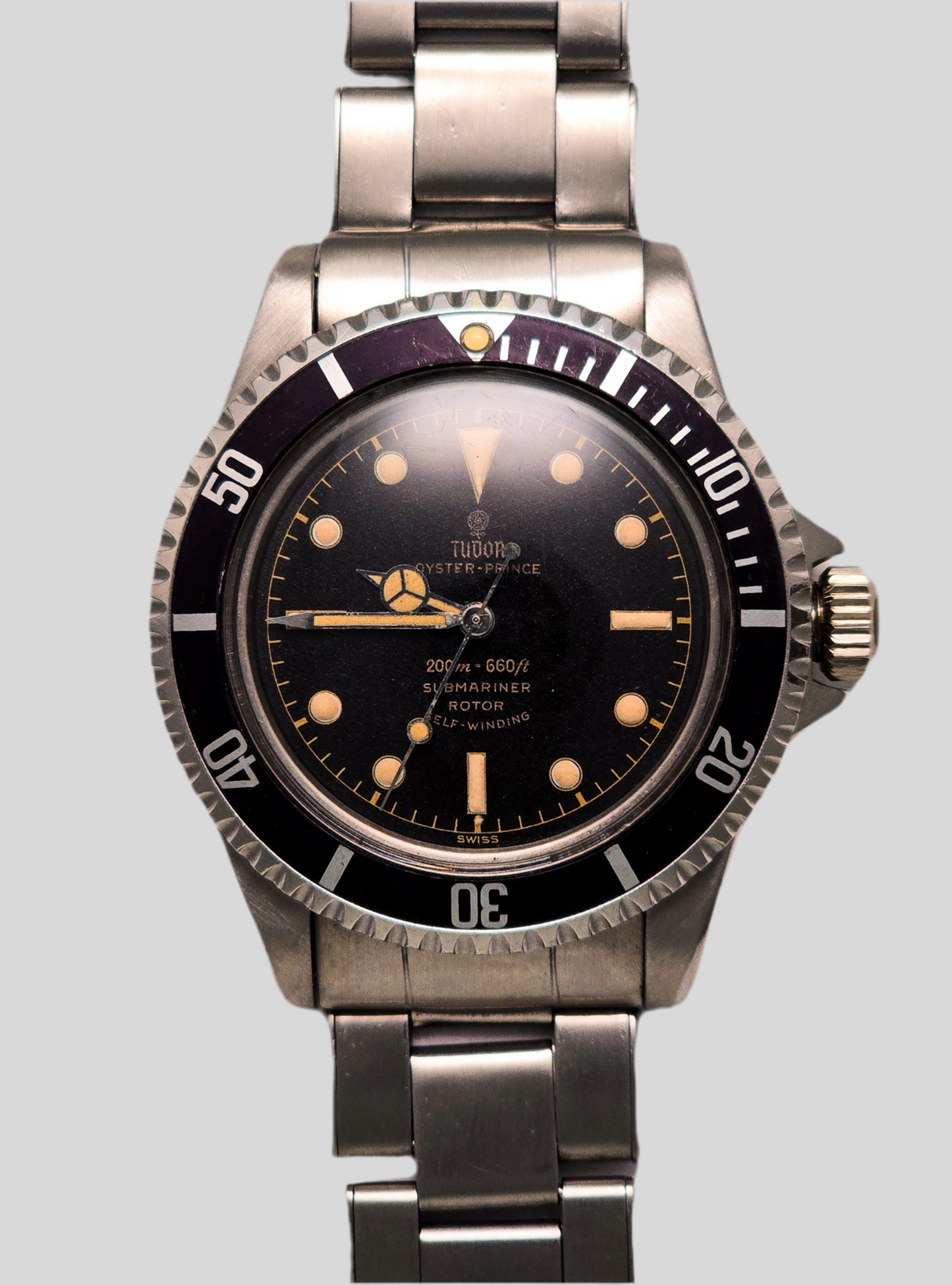 Tudor Submariner 7928 chapter ring gilt cornino exclamation point