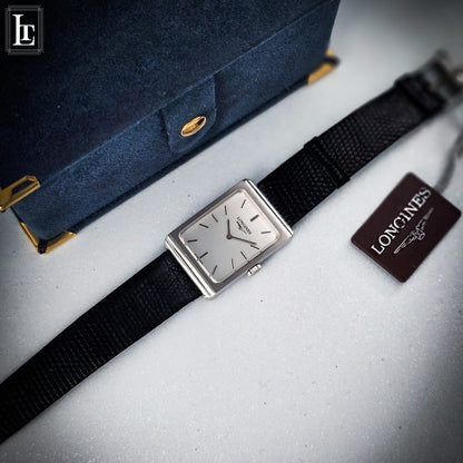 Longines rectangular steel NOS