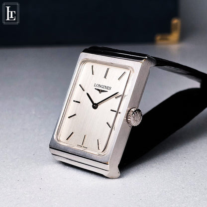 Longines rectangular steel NOS