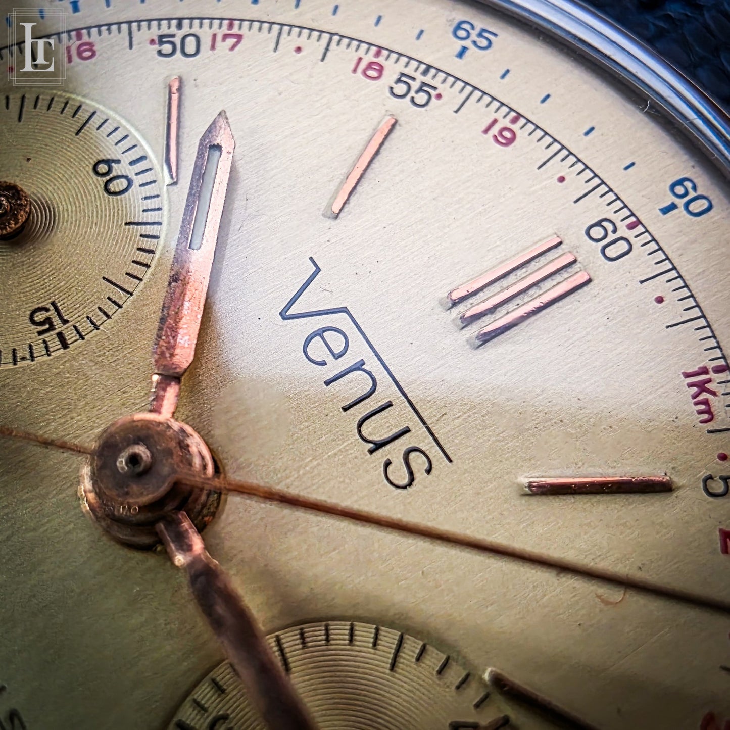 Venus rose gold chronograph spider lugs