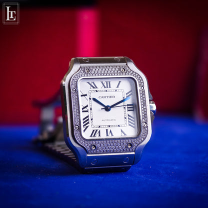 Cartier Santos Automatic brilliant-cut diamonds