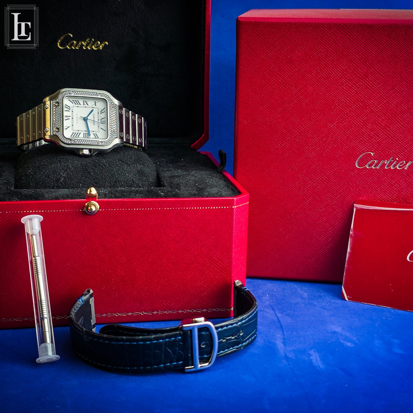 Cartier Santos Automatic brilliant-cut diamonds