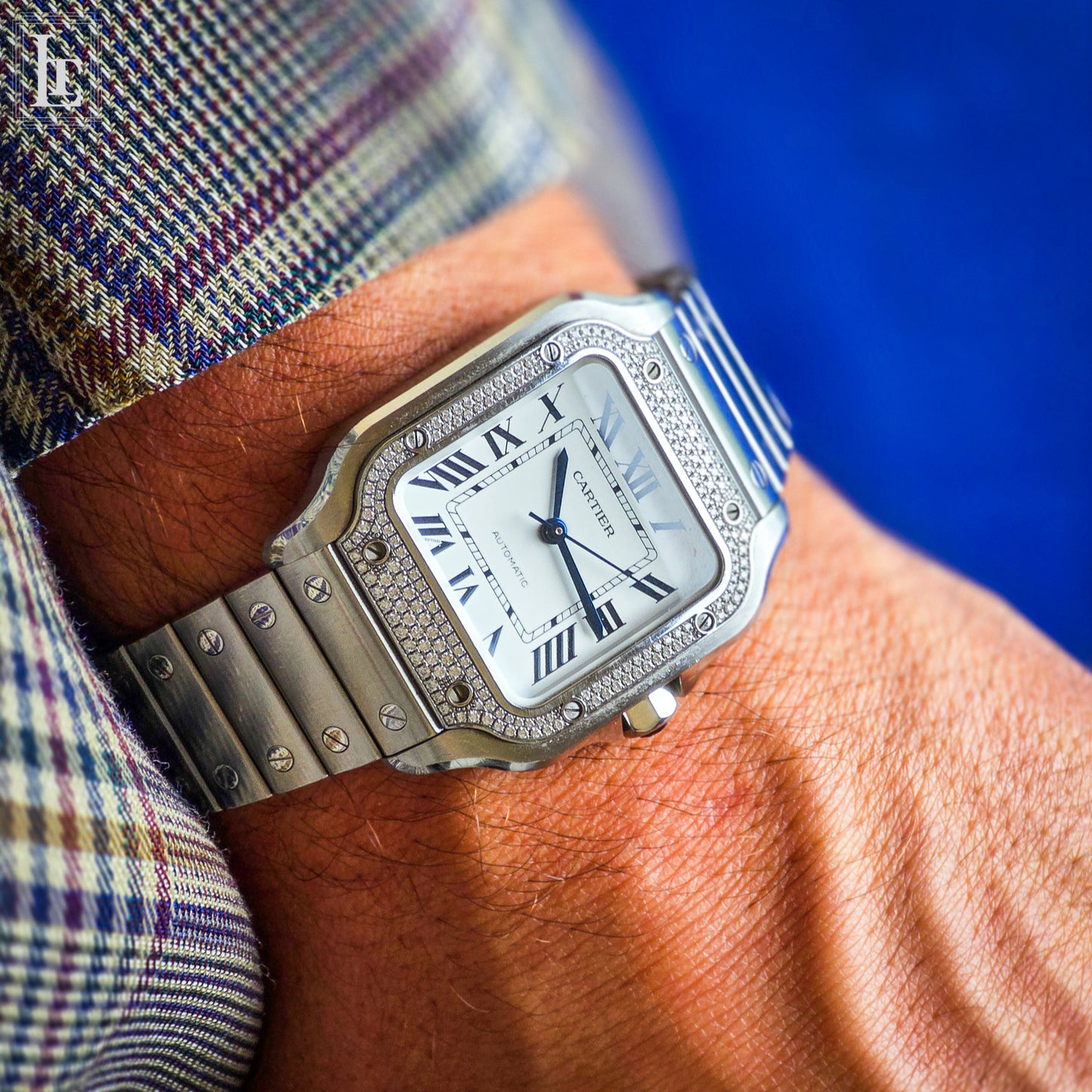 Cartier Santos Automatic brilliant-cut diamonds