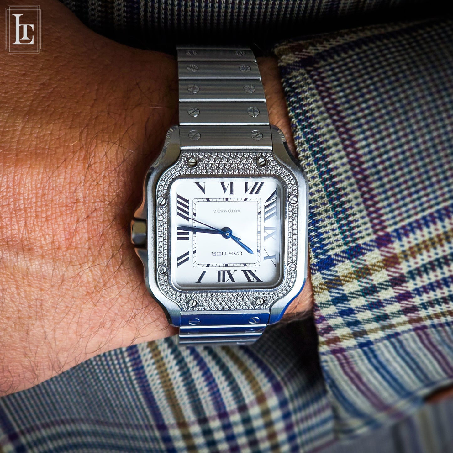 Cartier Santos Automatic brilliant-cut diamonds