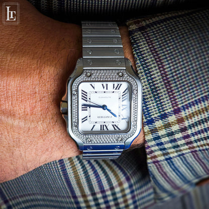 Cartier Santos Automatic brilliant-cut diamonds