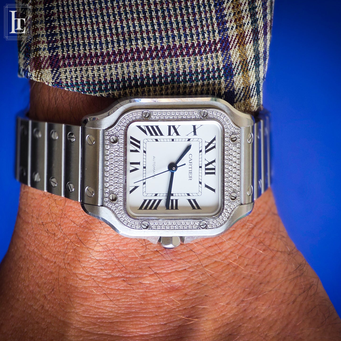 Cartier Santos Automatic brilliant-cut diamonds