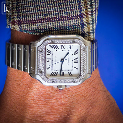 Cartier Santos Automatic brilliant-cut diamonds