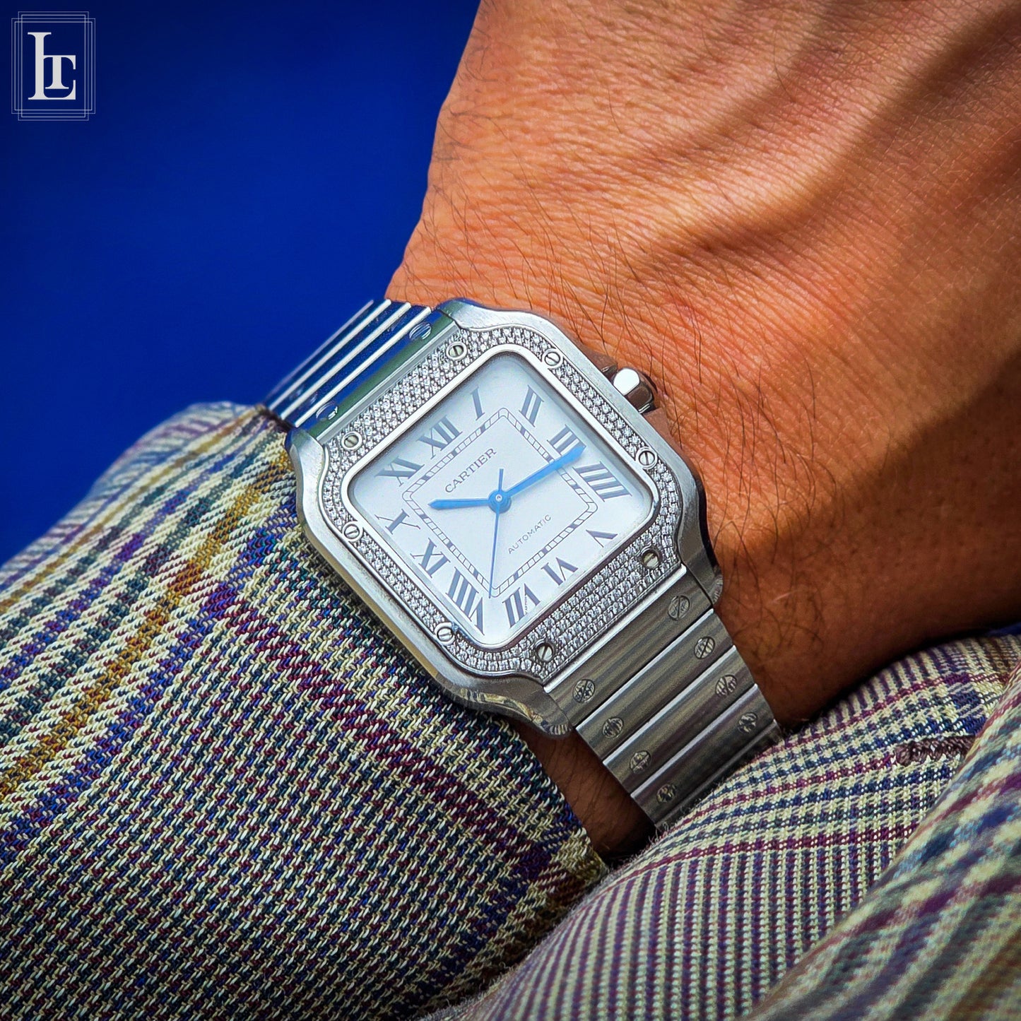 Cartier Santos Automatic brilliant-cut diamonds