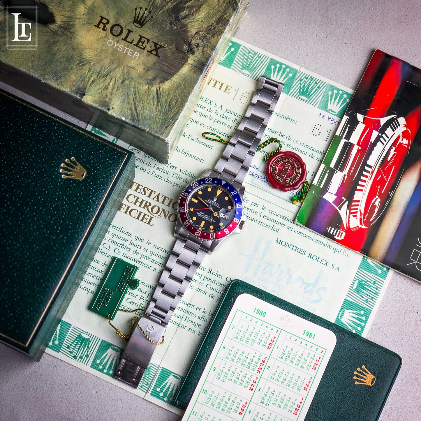 Rolex GMT Master 16750 Pepsi b&p Harrods