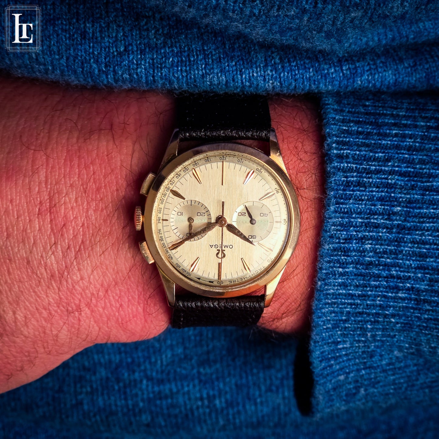 Omega 320 chronograph rose gold 18k