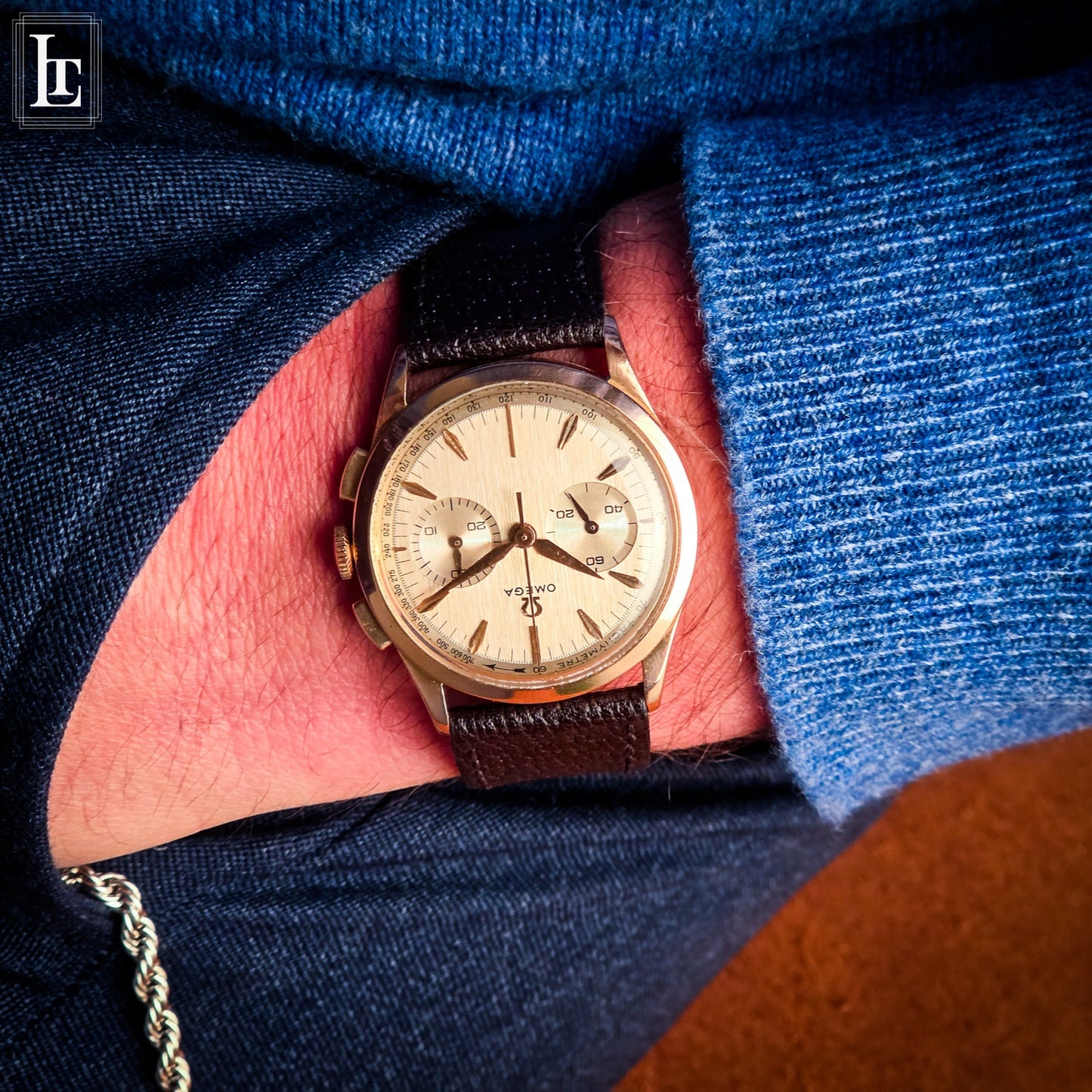 Omega 320 chronograph rose gold 18k