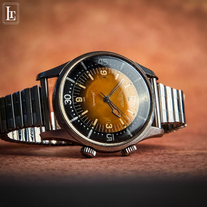 Longines vintage diver 2 crowns brown