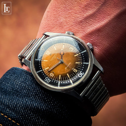 Longines vintage diver 2 crowns brown