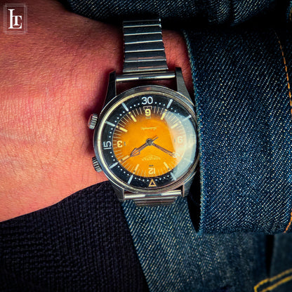 Longines vintage diver 2 crowns brown