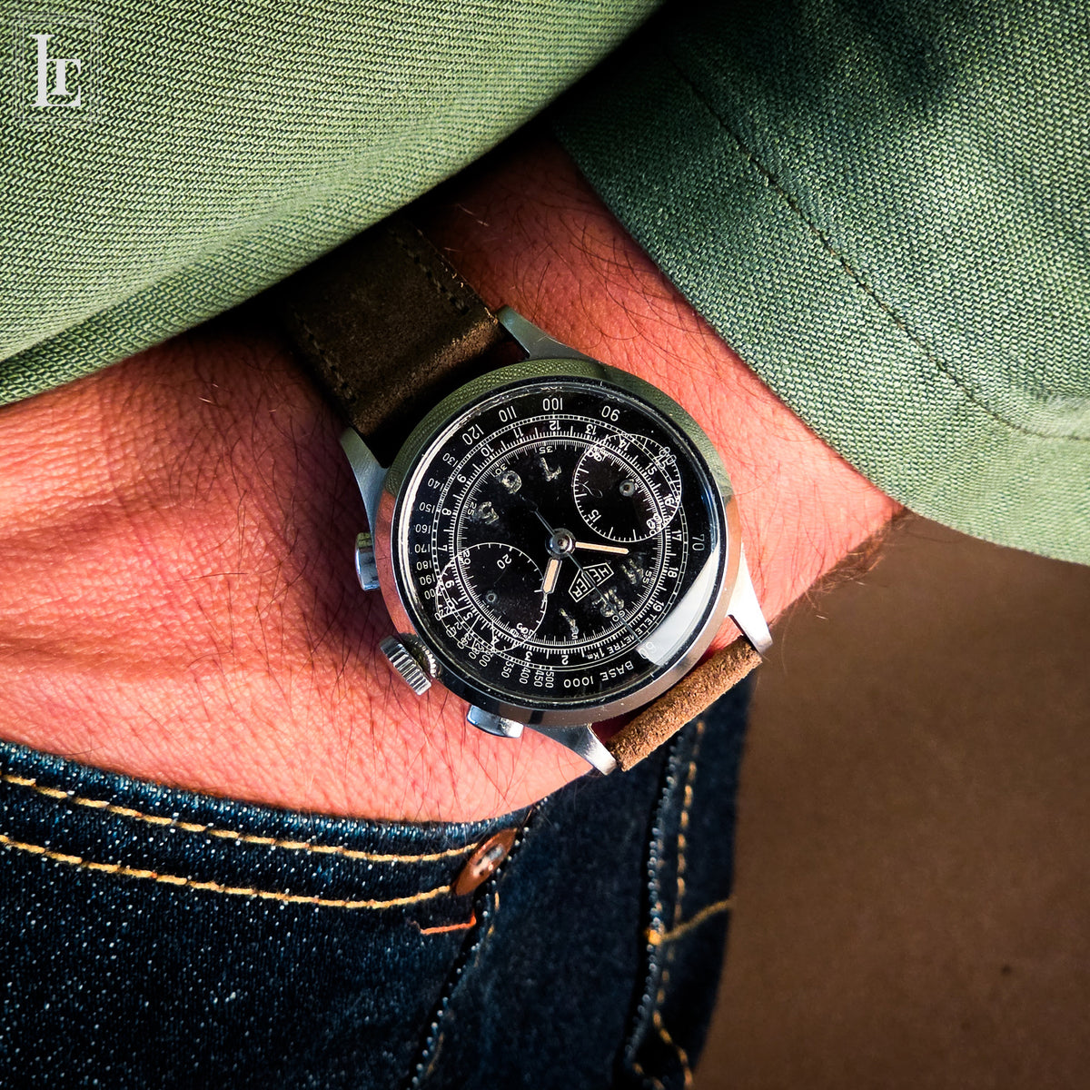 Cronografo Heuer galvanico argento Ref. 347
