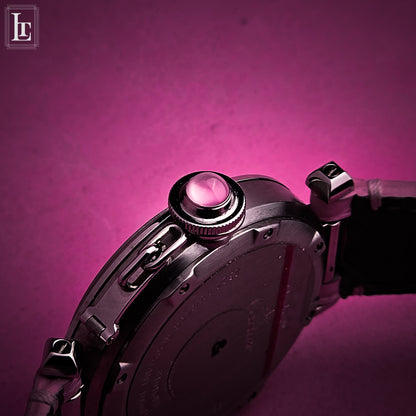 Cartier Pasha C Ref. 2324 Pink MoP, 2003, vista laterale con corona