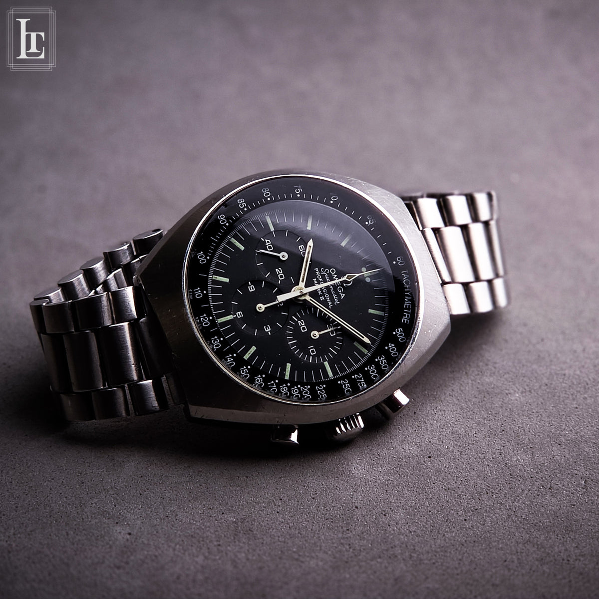 Omega Speedmaster Mark II, ref. 145.014, 1970, vista di tre quarti