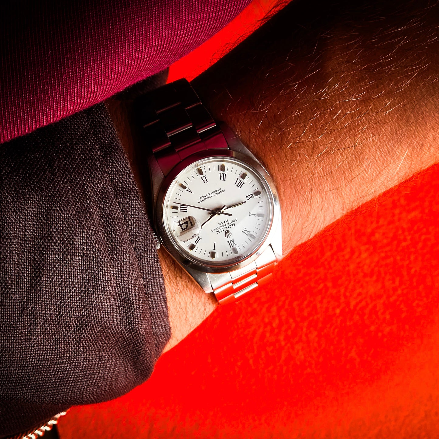 Rolex Date ref.1500 White Roman