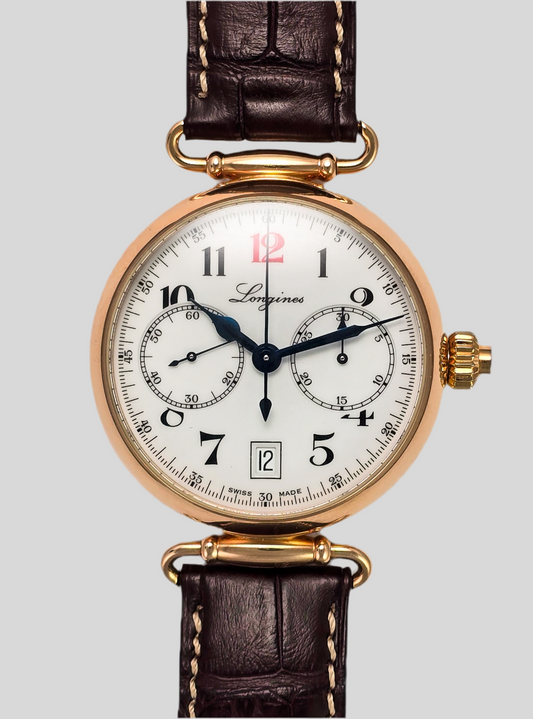 Longines Heritage Monopusher rose gold laquer