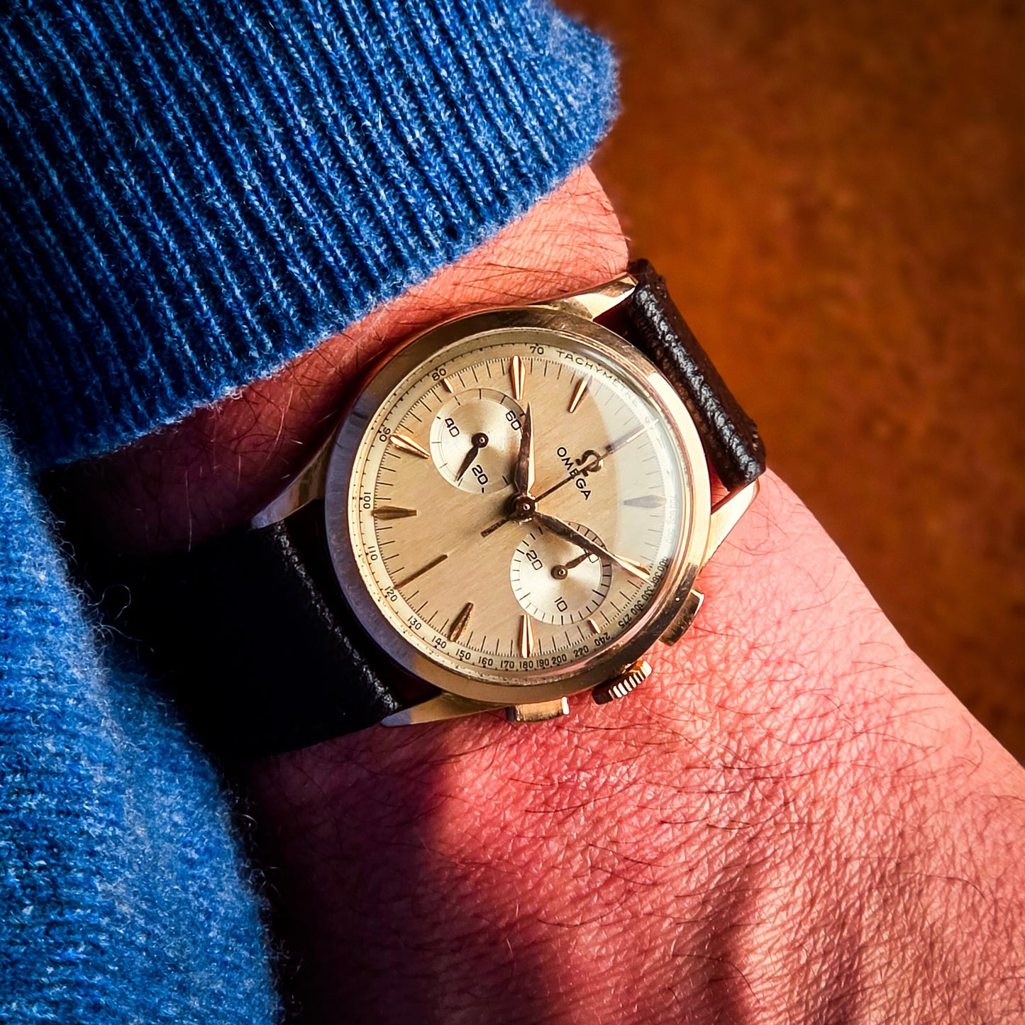 Omega 320 chronograph rose gold 18k