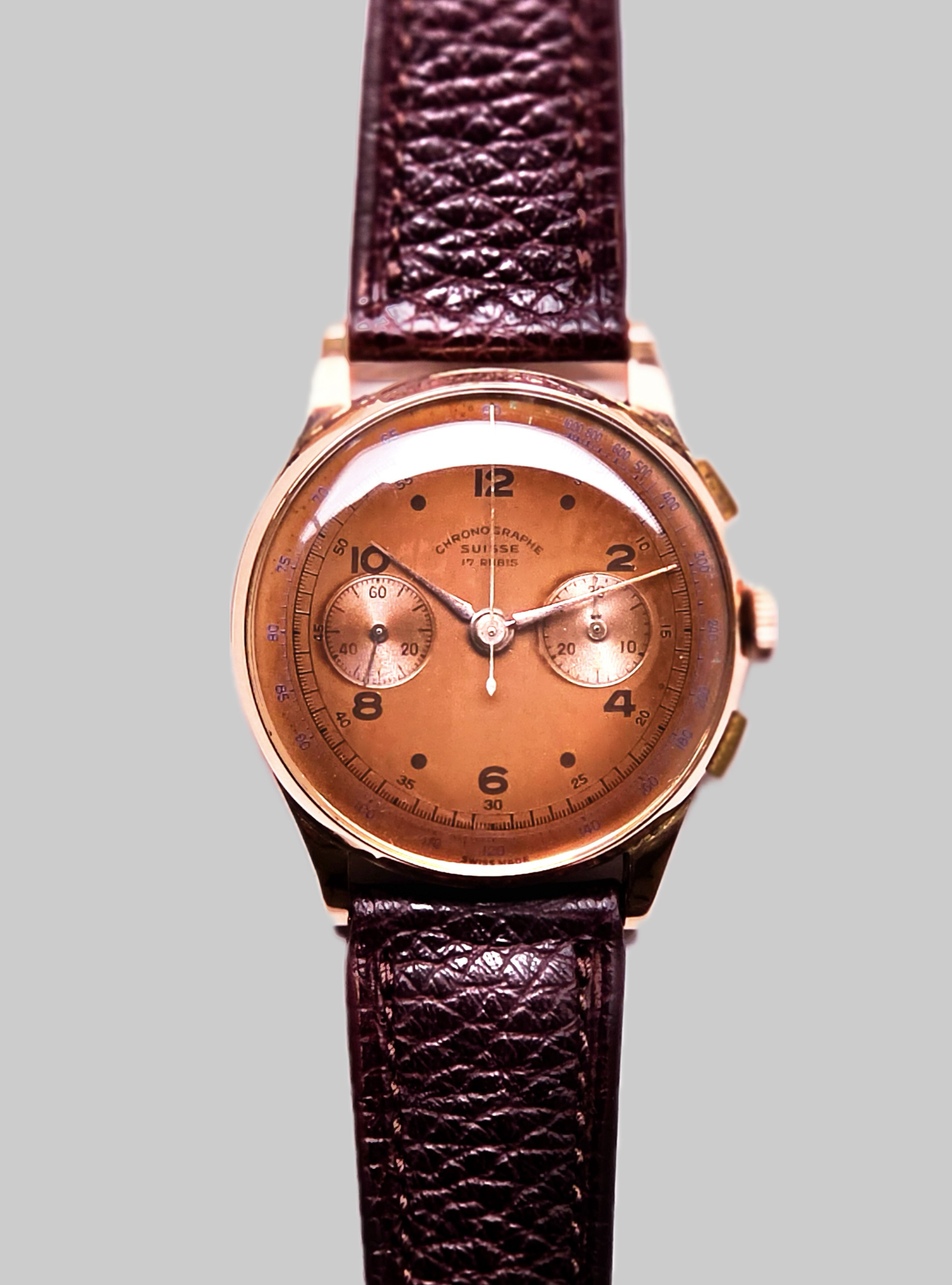 Chronographe Suisse cronografo salmone oro 