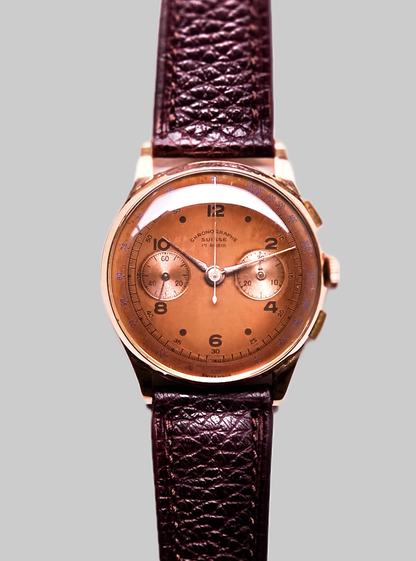 Chronographe Suisse cronografo salmone oro 