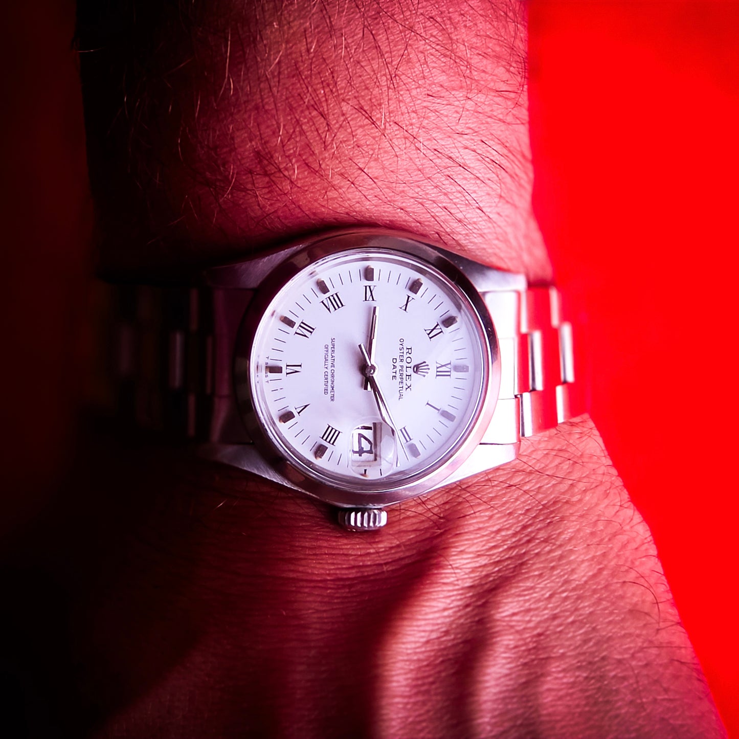 Rolex Date ref.1500 White Roman