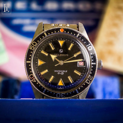 Helbros Invincible skin diver vintage b&p