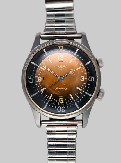 Longines vintage diver 2 crowns brown