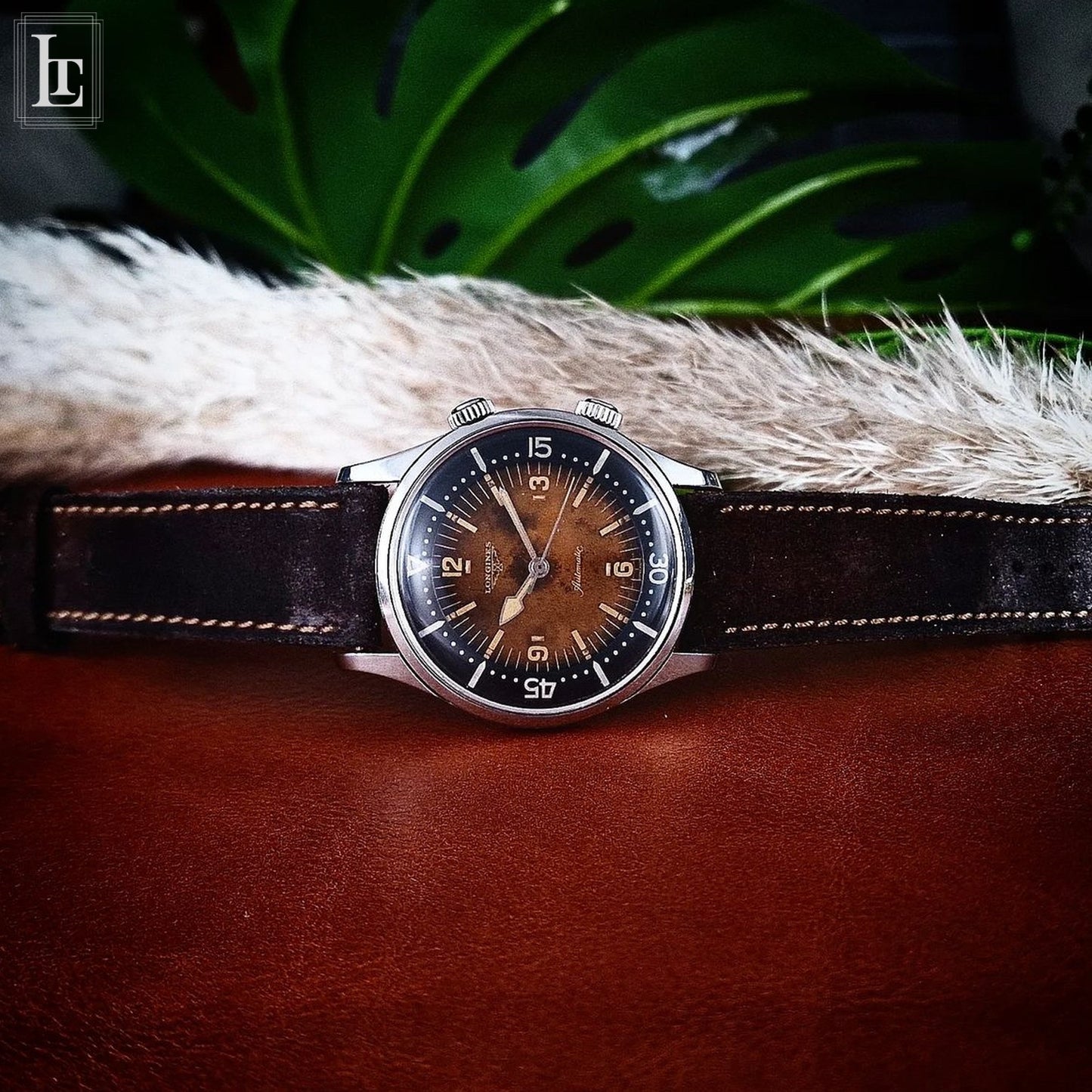 Longines diver 2 crowns brown