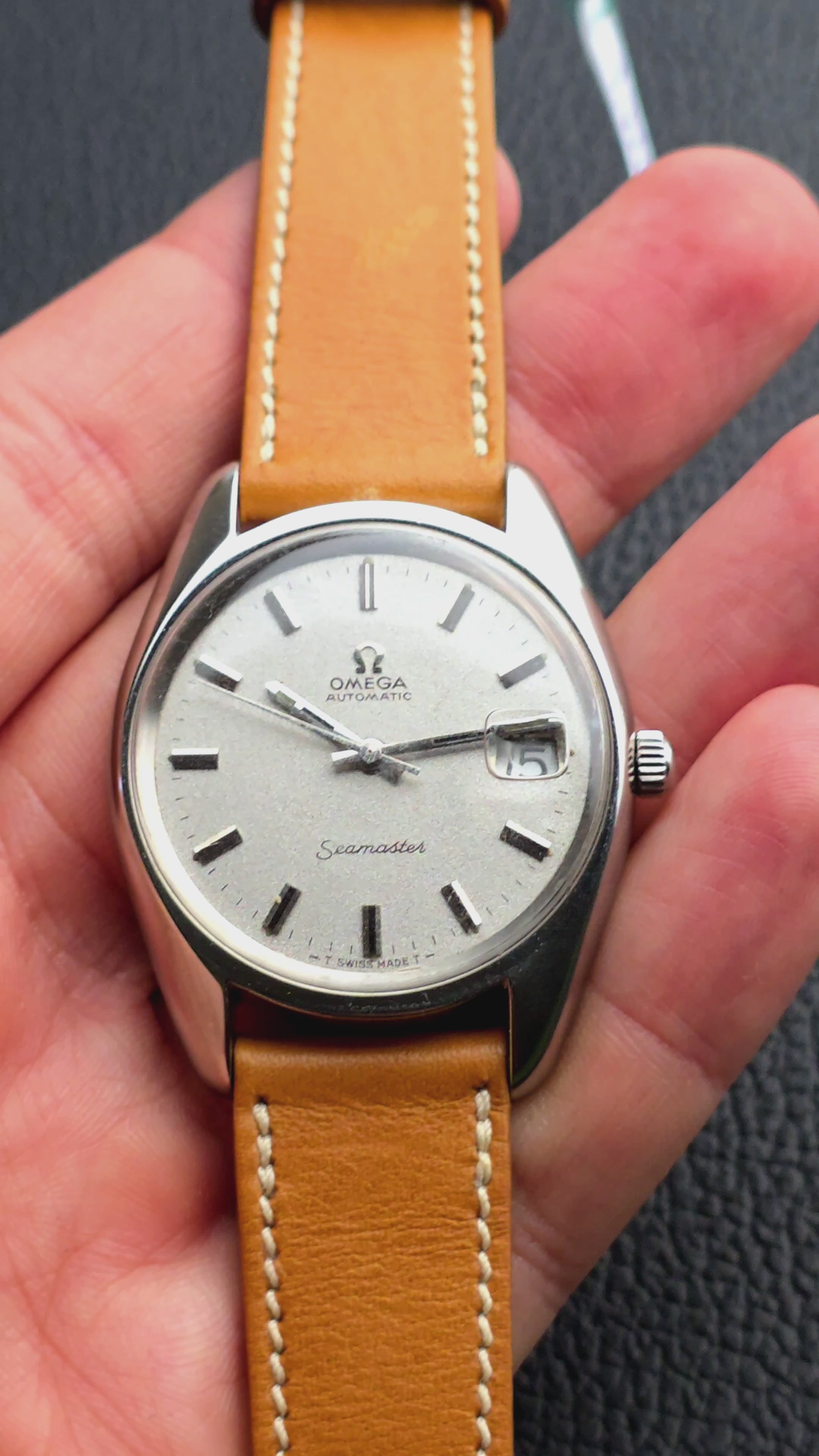 OMEGA Seamaster レザー腕時計　メンズ Omega 43.5 mm, Steel On Leather Strap With Rubber Lining